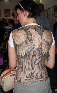 Large Angel Wings Backpiece Tattoo
